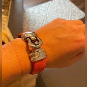 Orange Bracelet with Silver Buckle